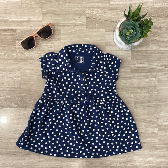 GAP navy blue short sleeve polka dot dress - Picture 1 of 5